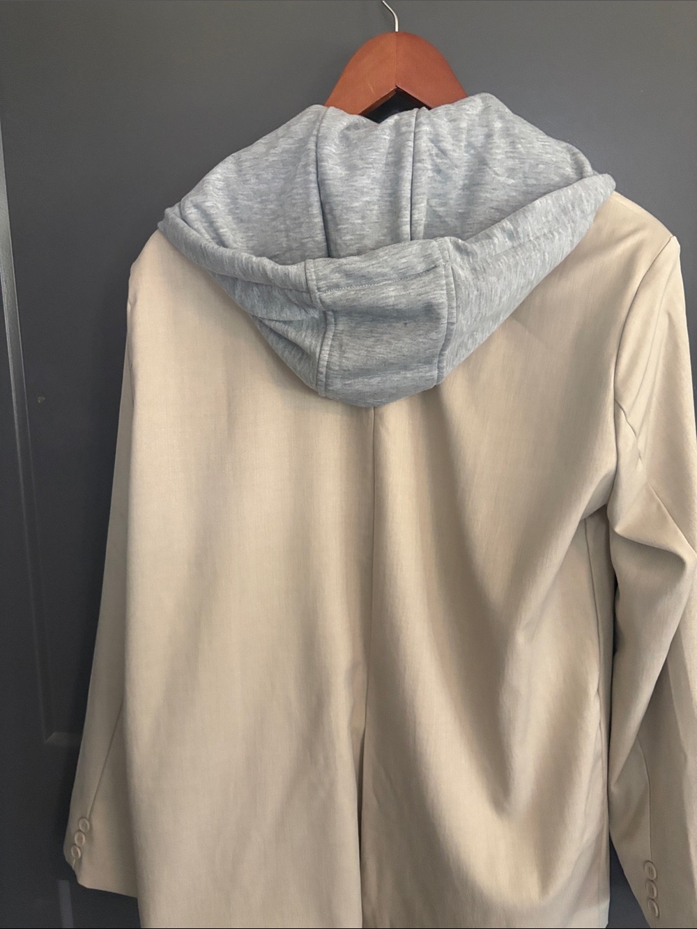 HYFVE Beige Blazer with Gray Hooded Layer built in - Picture 4 of 5